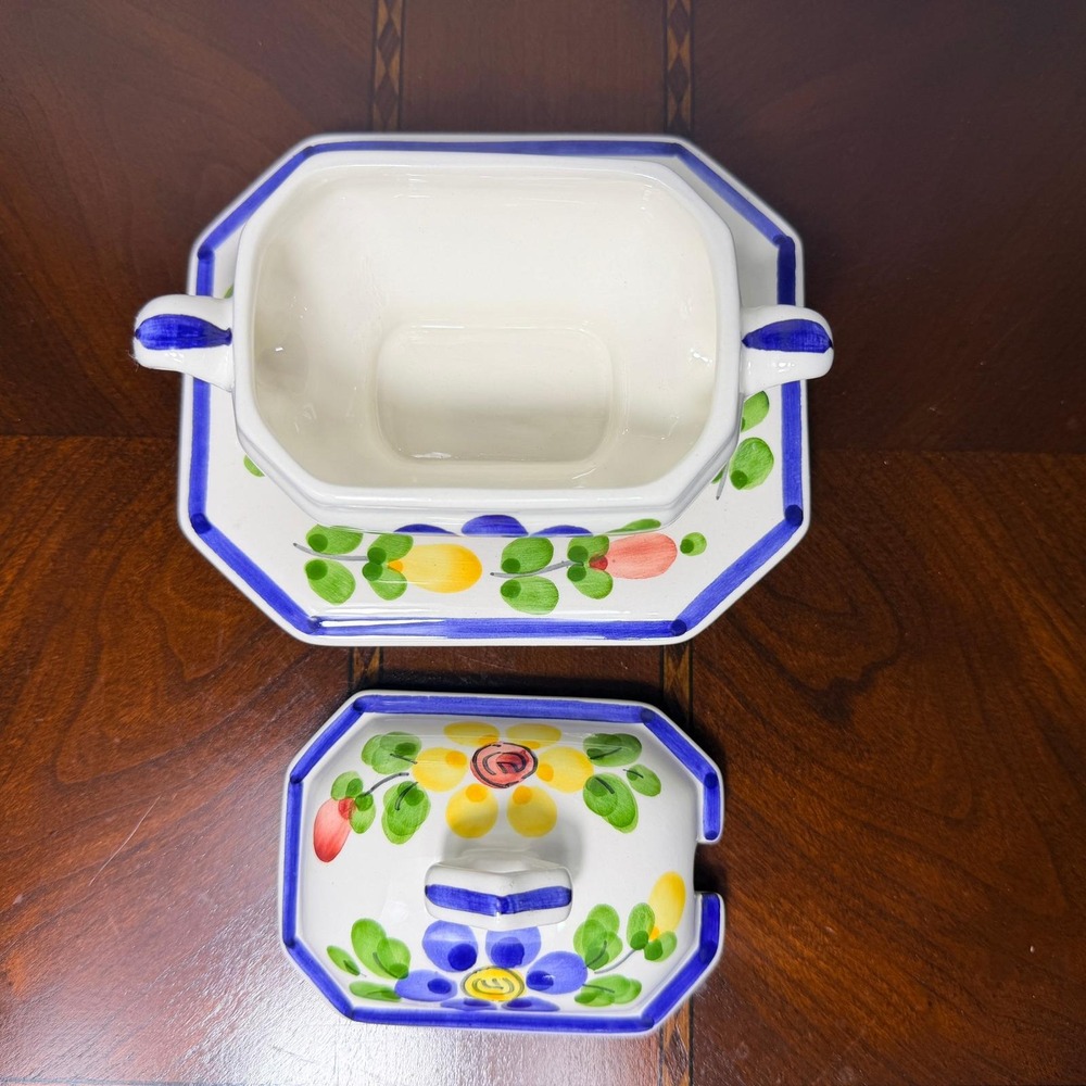 Vintage Portuguese Floral Ceramic Covered Dish Tray Jay Willfred Andrea by Sadek - Picture 5 of 12